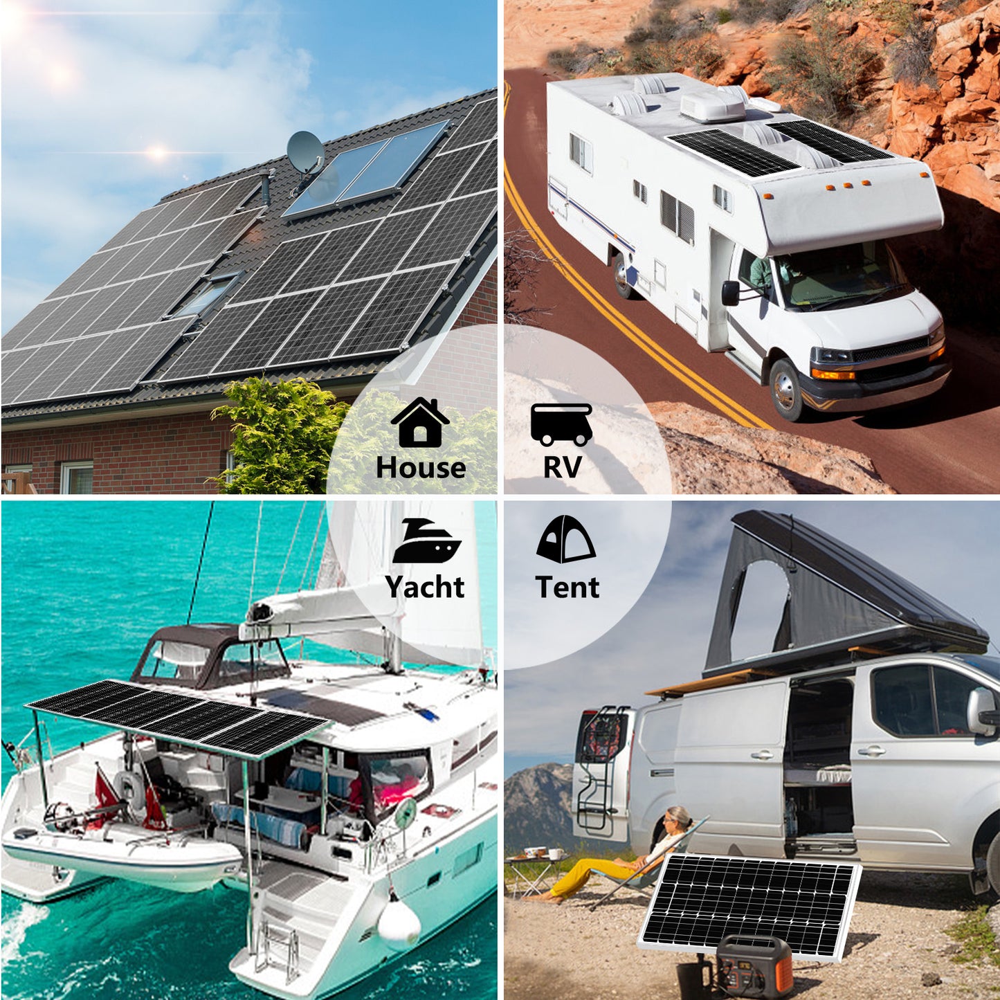 200w WATT MONO OFF-GRID RV CAMPING HOME SOLAR PANEL