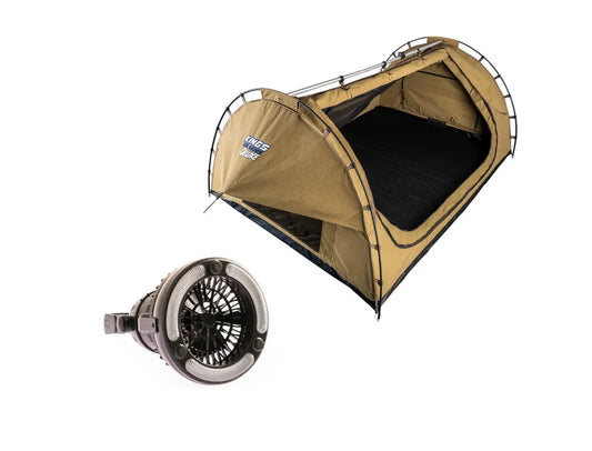 Adventure Kings Big Daddy Deluxe Double Swag Tent + 2 in 1 LED Light & Fan