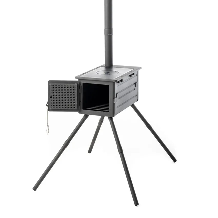 Kings Premium Camp Oven Stove | Wood-Fired BBQ | Enclosed Firepit | Steel Construction + Camp Oven BBQ Bag