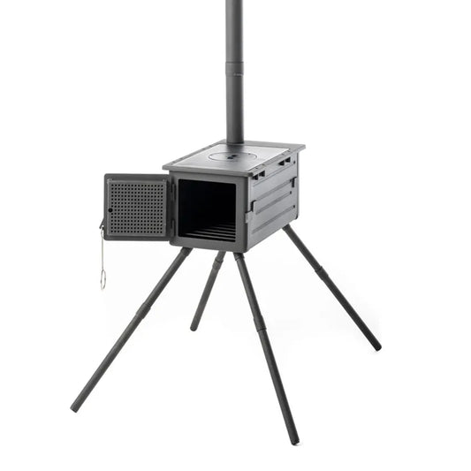 Kings Premium Camp Oven Stove | Wood-Fired BBQ | Enclosed Firepit | Steel Construction + Camp Oven BBQ Bag