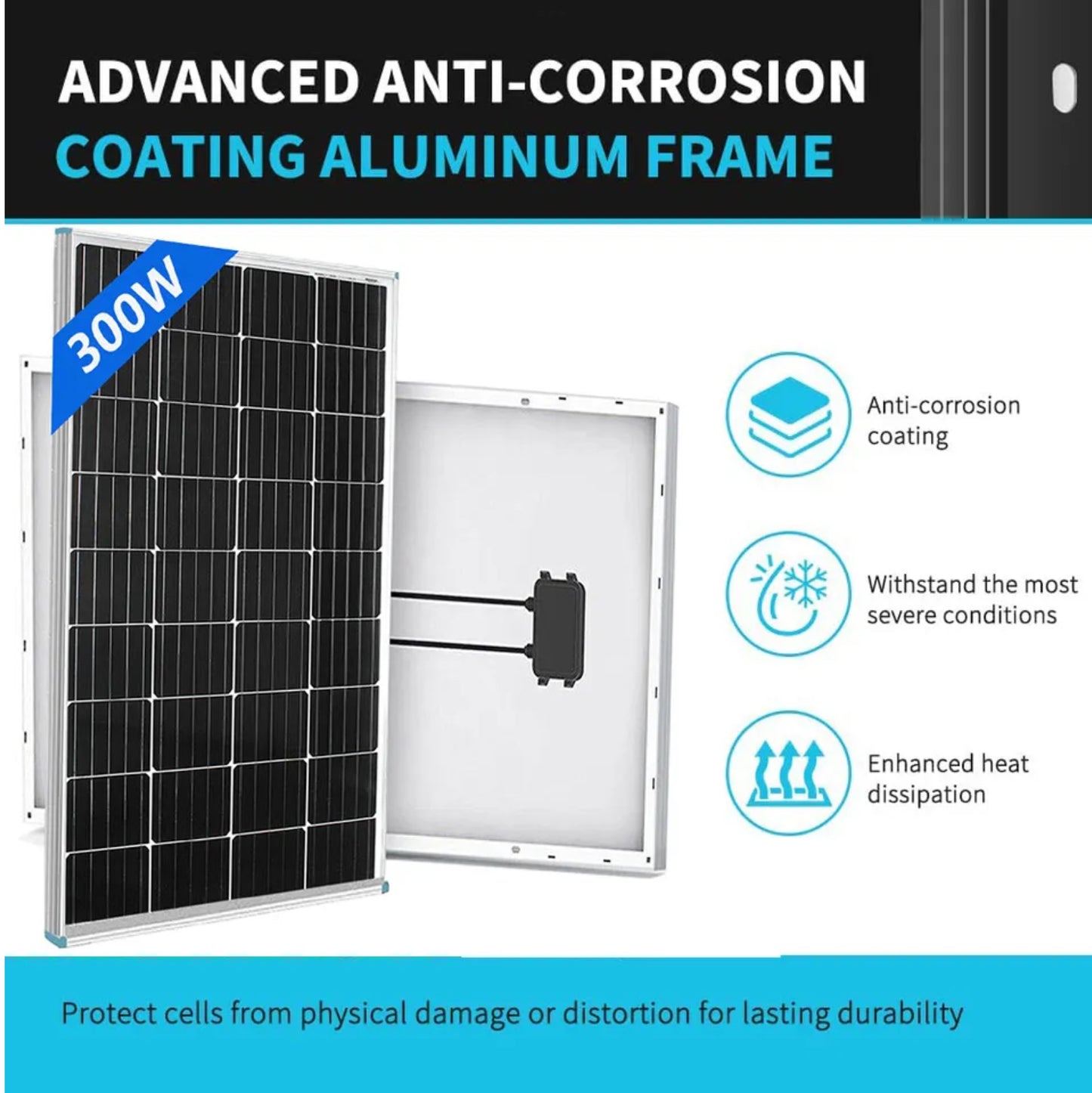 300W Tempered Glass Frame Solar Panel Kit - jmscamping.com
