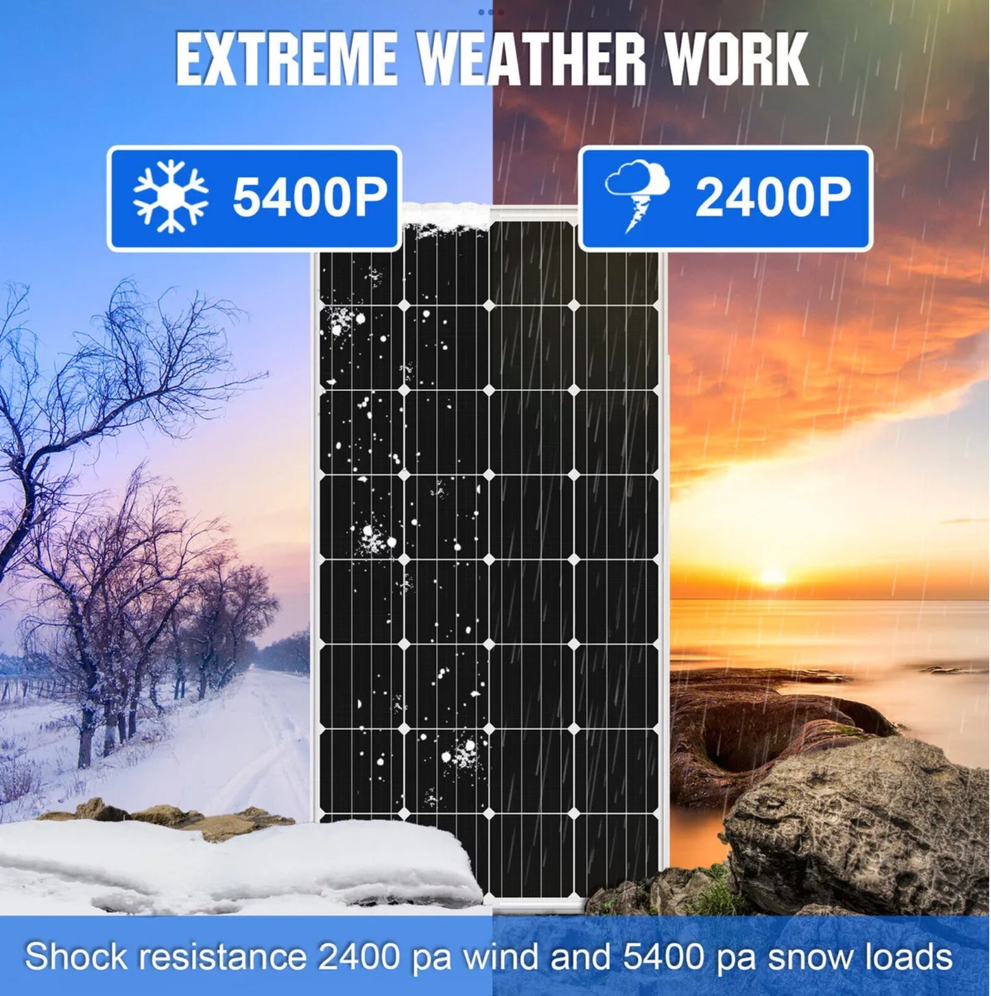 300W Tempered Glass Frame Solar Panel Kit - jmscamping.com