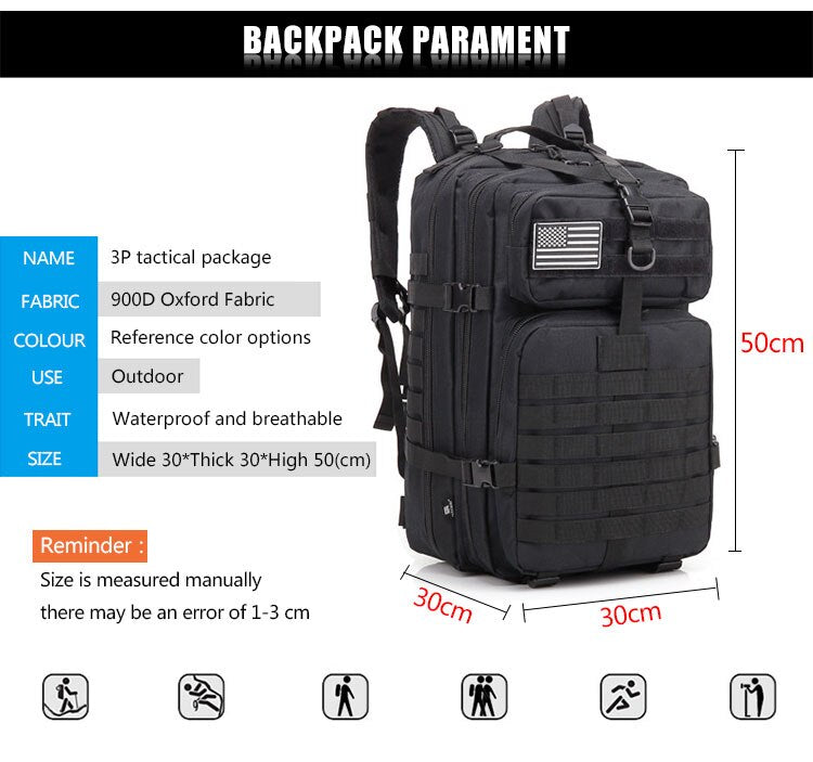 50L Military Backpack Tactical Rucksack - jmscamping.com