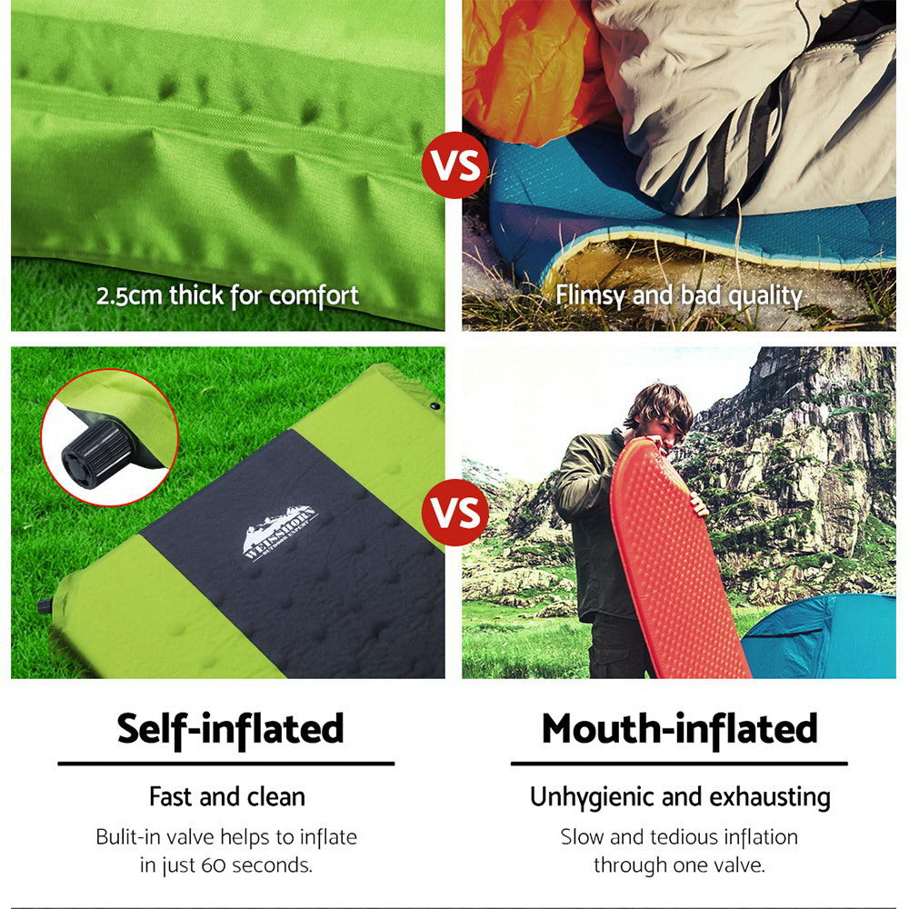 Self Inflating Camping Sleeping Air Bed Double 2.5cm - jmscamping.com