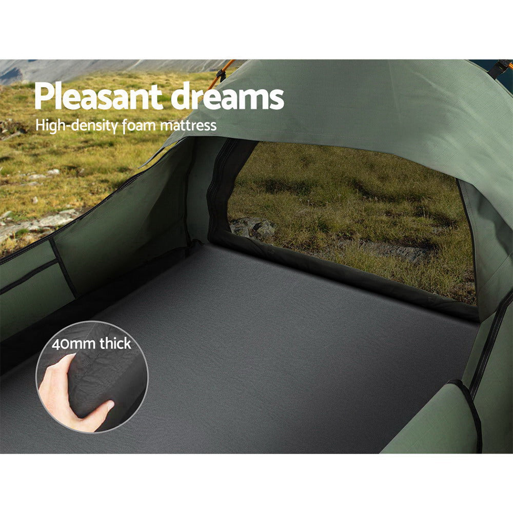 King Single Camping Swag Canvas Tent Deluxe - jmscamping.com