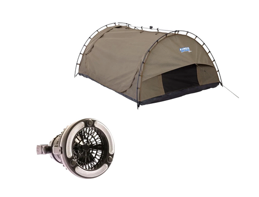 Adventure Kings Big Daddy Deluxe Double Swag Tent + 2 in 1 LED Light & Fan