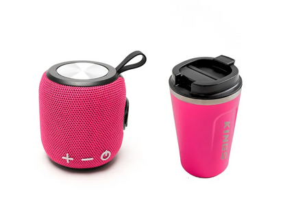 Pink Bluetooth Speaker + Pink Coffee Cup - JMS Camping