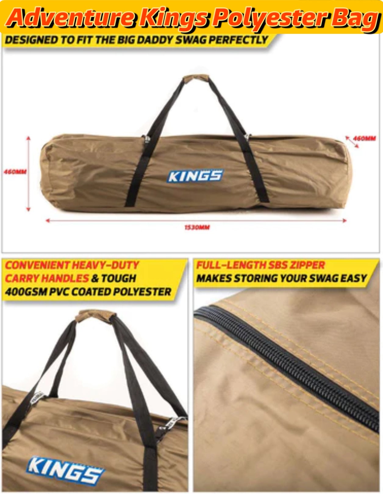 Adventure Kings Big Daddy Deluxe Double Swag Tent+ Storage Bag - jmscamping.com