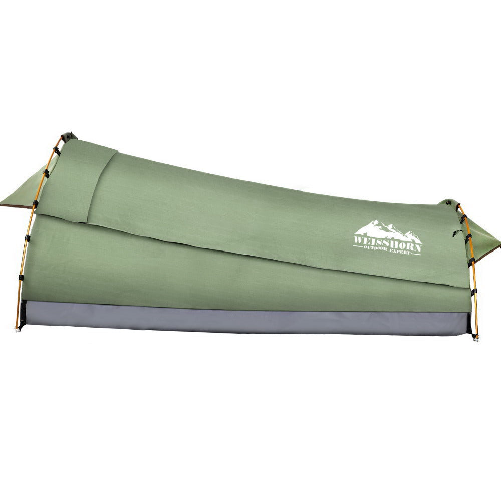 King Single Camping Swag Canvas Tent Deluxe - jmscamping.com