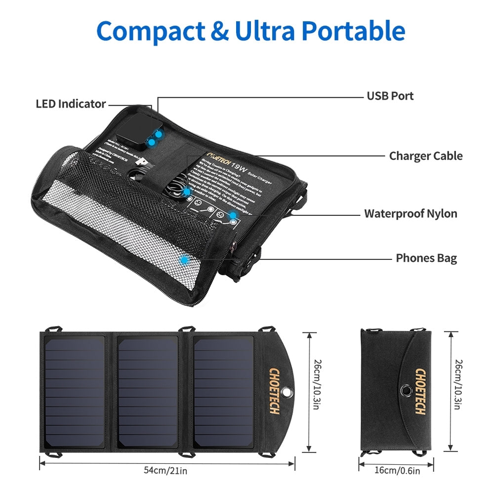 19W Portable Solar Panel Charger - jmscamping.com